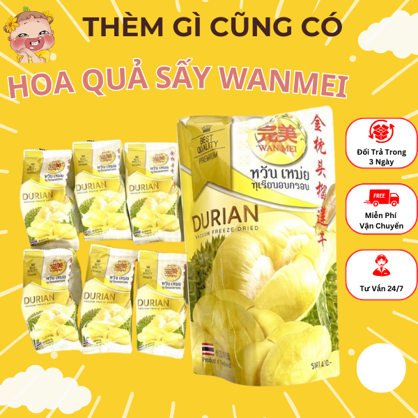 SẦU RIÊNG, DÂU TÂY, MĂNG CỤT HOA QUẢ SẤY THĂNG HOA WANMEI THÁI LAN GÓI TO 210G- THÈM GÌ CŨNG CÓ
