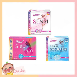 Băng vệ sinh Diana Siêu thấm / Sensi / Coolfresh cánh / không cánh 23cm - 8 miếng và 20 miếng các loại