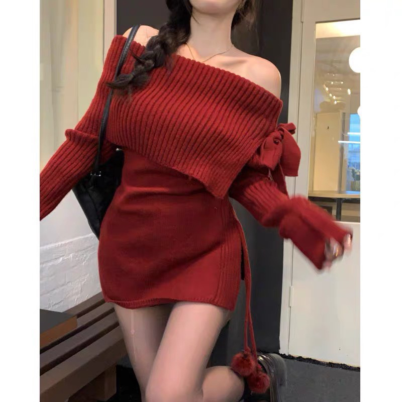 Áo len trễ vai tay dài, áo nữ form dài sang trọng VIENS STORE