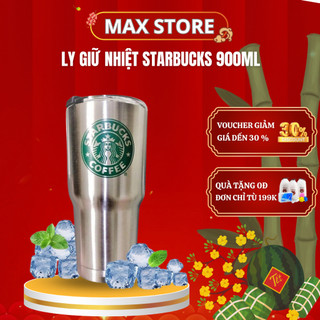 Cốc Giữ Nhiệt Logo Starbuck 900ml, Ly giữ nhiệt Tặng Kèm Ống Hút, Thanh Cọ Rửa Và Túi Đựng, Tiện Lợi Cho Mang Xách LGN1