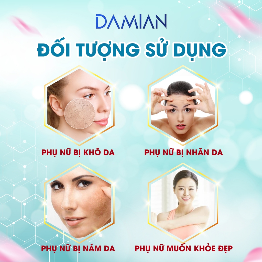 Combo 2 lọ Viên Uống Damian giảm 50k  - Viên Uống Trắng Da, Làm mờ thâm nám, tàn nhang, dưỡng trắng da