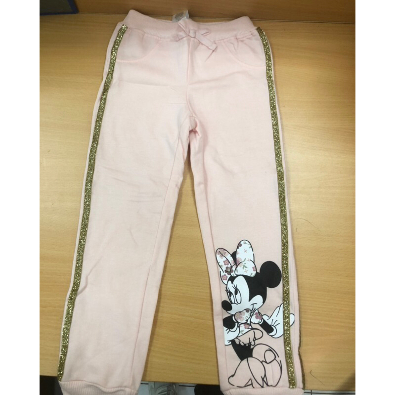 Quần nỉ mic ky hồng đai ánh kim bé gái minnie