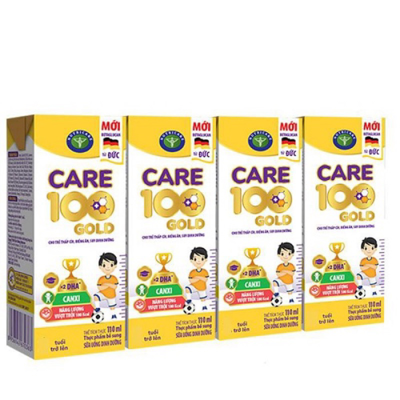 Sữa Care 100 Gold 110ml Pha Sẵn Thùng 48 hộp.dành cho trẻ thấp còi, biếng ăn, suy dinh dưỡng từ