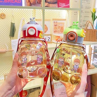 Bình Nước 650ml-1000Ml Cho Bé Đi Học - Kèm Ống Hút Và Túi Vải