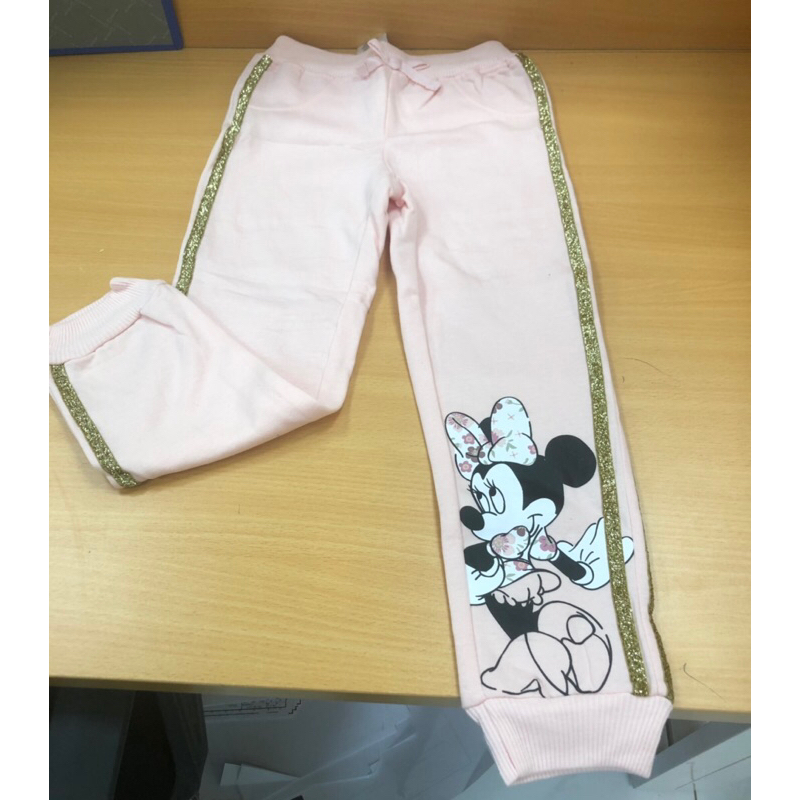 Quần nỉ mic ky hồng đai ánh kim bé gái minnie