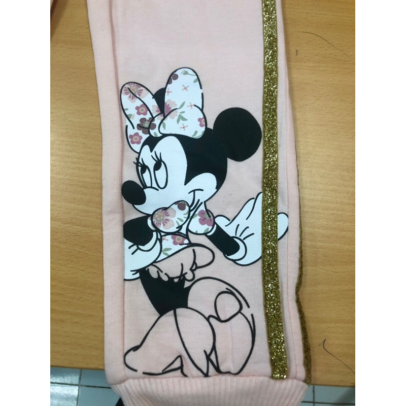 Quần nỉ mic ky hồng đai ánh kim bé gái minnie