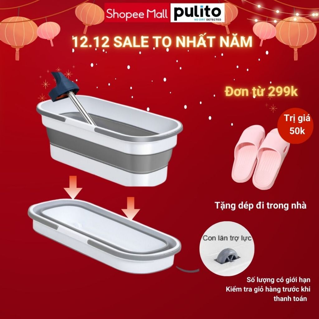 Xô Nước Gấp Gọn Đa Năng PULITO 3012 Có Bánh Xe 52 cm - Vệ sinh nhà cửa, xô giặt lau nhà, rửa xe, lau kính 20L