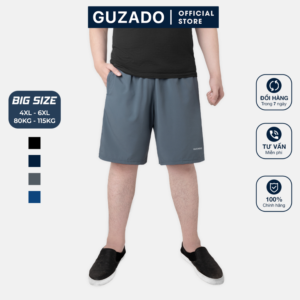 Quần Short Nam Bigsize GUZADO Vải Gió Thoáng Khí, Cạp Chun, Dây Rút Điều Chỉnh Thoải Mái MSR2313