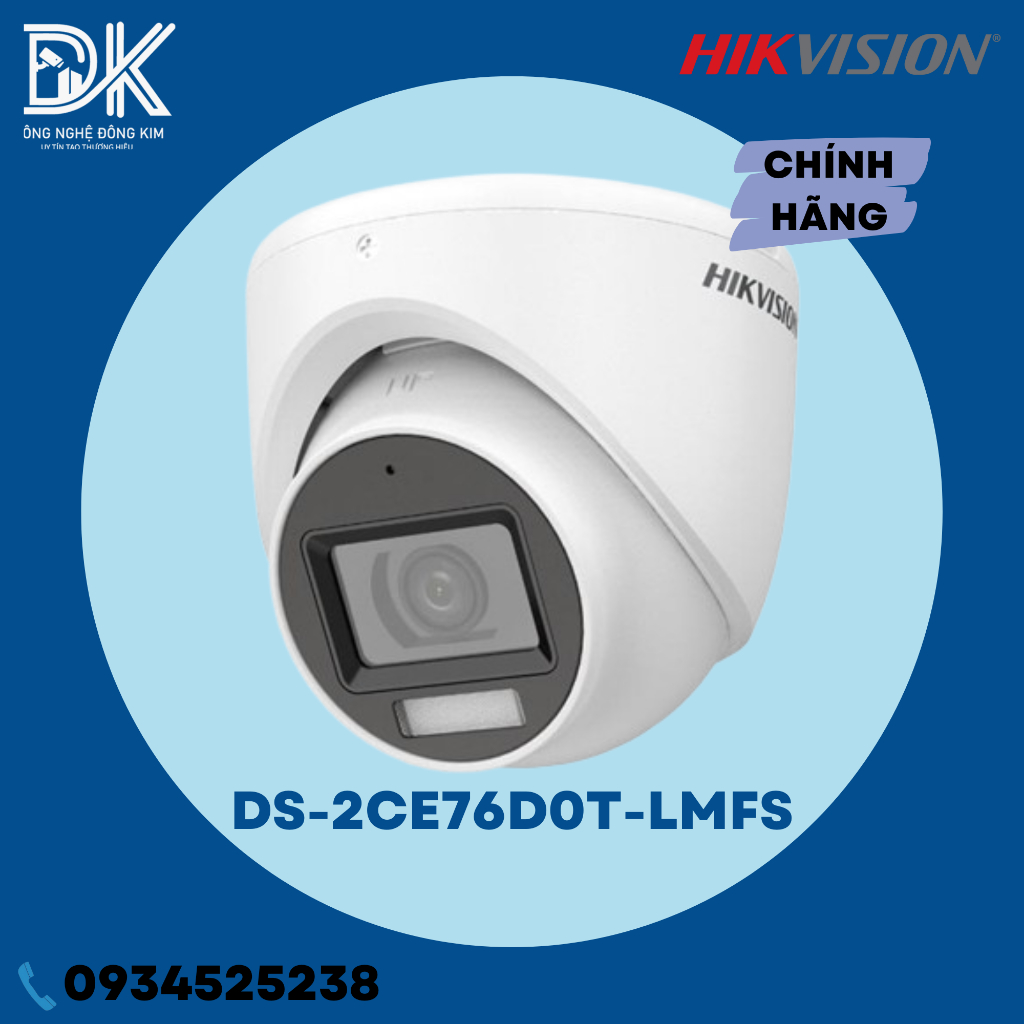 Camera quan sát HIKVISION DS-2CE76D0T-LMFS 2MP FULL HD,đèn ánh sáng trắng 20m, tích hợp micro