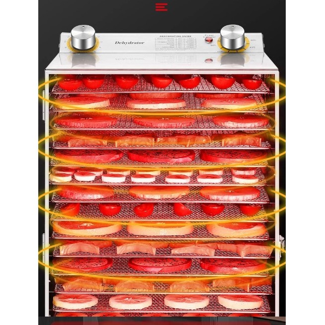 Máy sấy thực phẩm 18 khay, Hàng Chính Hãng-Sấy rau củ quả 18 khay. Công suất 650W, bảo hành 12 tháng