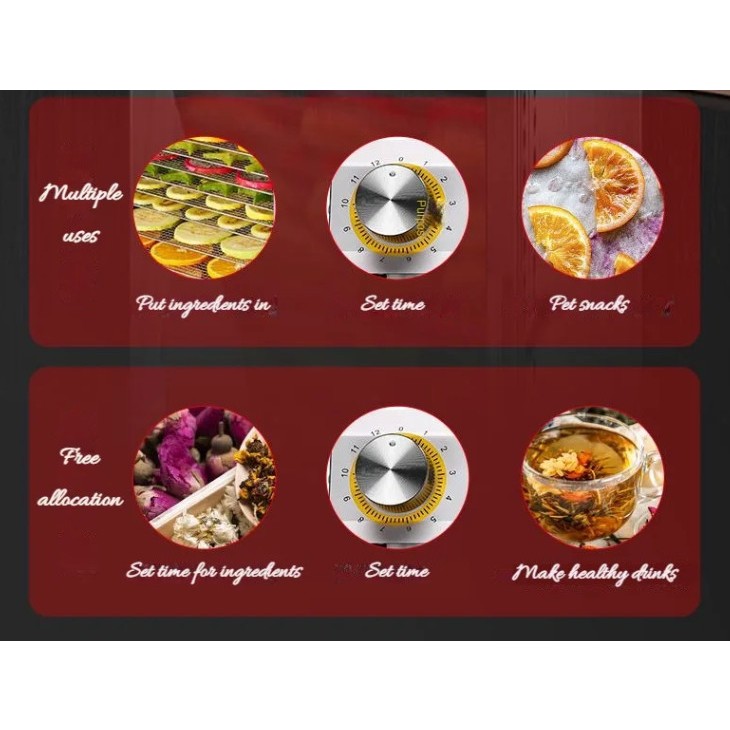 Máy sấy thực phẩm 18 khay, Hàng Chính Hãng-Sấy rau củ quả 18 khay. Công suất 650W, bảo hành 12 tháng