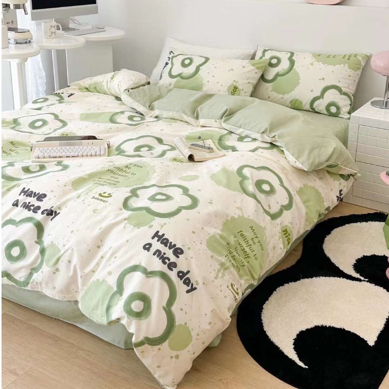 Bộ chăn ga gối cotton living organic free size 4 món + Quà tặng, 100% chất cotton cao cấp, sửa chun ga theo yêu cầu M159