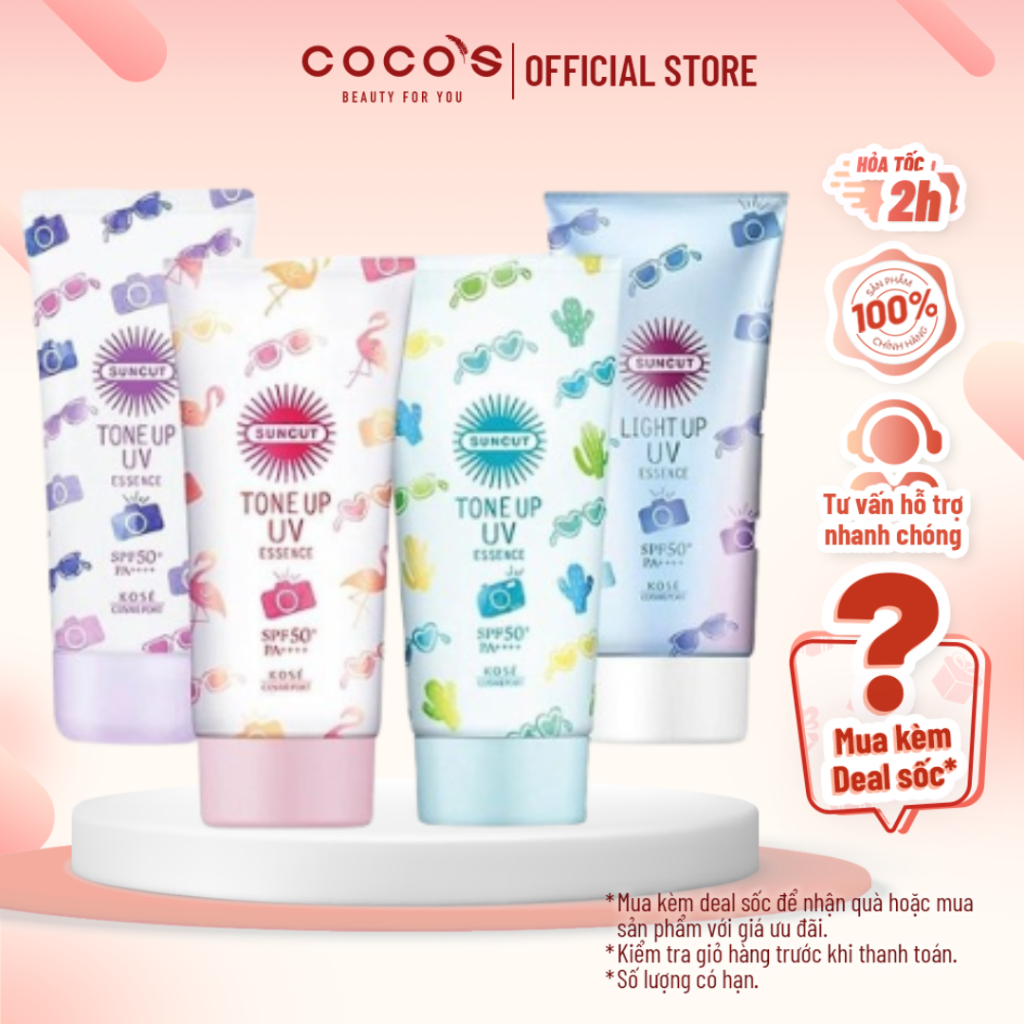 Kem Chống Nắng Nâng Tone Kose Suncut Nhật Bản Bảo Vệ Da Khỏi Tia UV, Bụi Mịn SPF50+ PA++++ 80G