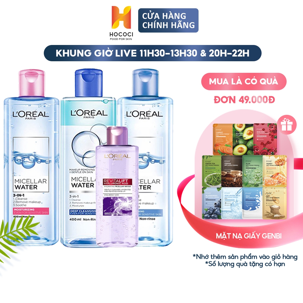 Nước Tẩy Trang Loreal làm sạch cho mọi loại da - L'Oreal Paris 3-in-1 Micellar Water