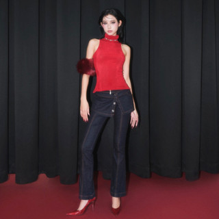 Quần jean ôm ống loe, cạp chữ V, tà giả váy độc lạ, cá tính - DAWN TROUSERS by feiin