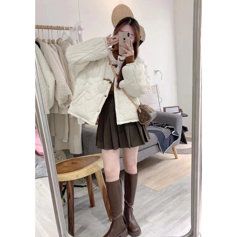 Áo phao chần bông vintage 2  cúc