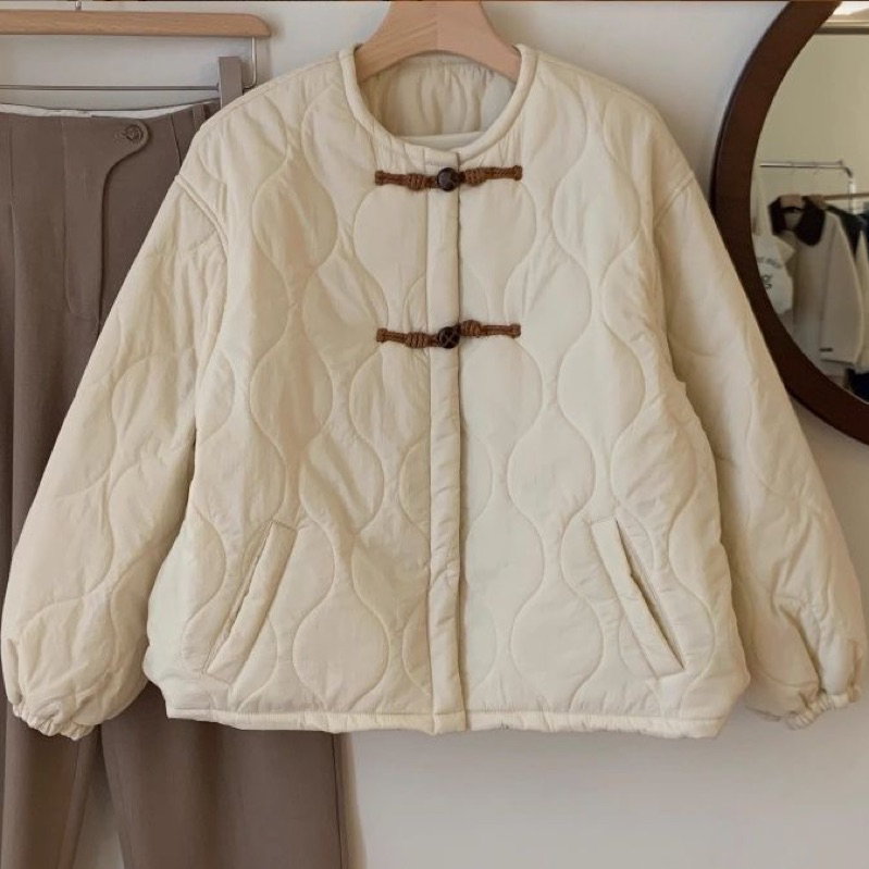 Áo phao chần bông vintage 2  cúc