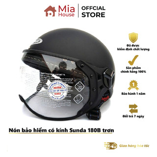 Nón bảo hiểm có kính Sunda 180B trơn