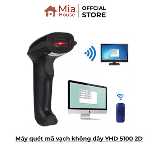 Máy quét mã vạch không dây YHD 5100 2D, Đầu đọc mã vạch không dây kết nối xa tới 400m dùng trên Laptop, PC