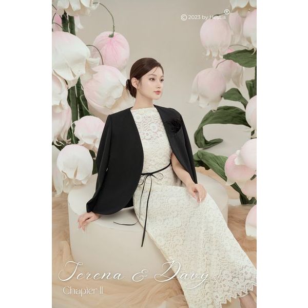 Blazer Davy HESTIA chất Polyester mặt nhăn, đính lông vũ DAVY01
