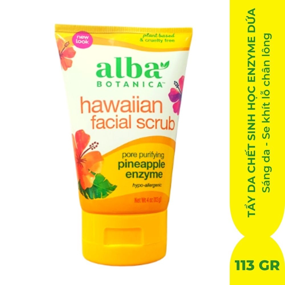 Tẩy da chết cho mặt Alba Botanica Hawaiian Facial Scrub Pore Purifying Pineapple Enzyme 113g