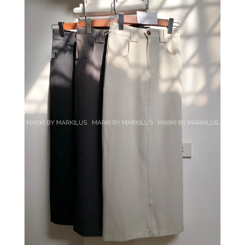 MARKI/ CHÂN VÁY MIDI DÁNG DÀI XẺ SAU