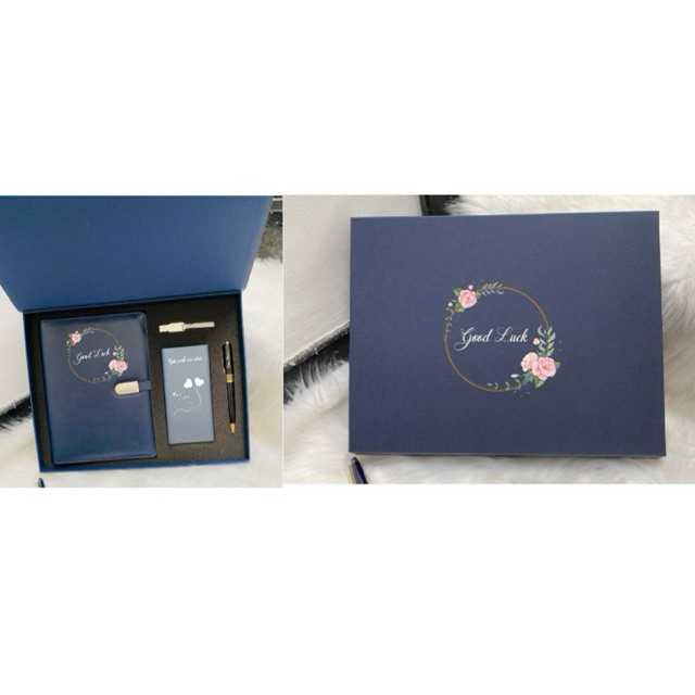 Combo quà tặng - Giftset cao cấp - Sổ tay da - Pin sạc dự phòng chính hãng xiaomi - Usb - Bút - Miễn phí IN + KHẮC