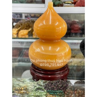Hồ lô đá ngọc hoàng long siêu đẹp chất đá vàng ươm - cao 20cm đk 13cm nặng 4kg