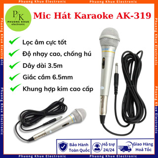 Mic hát Karaoke gia đình Xingma Ak-319 âm thanh trong trẻo sống động, có màng lọc tạp âm, dây dài 3m, cổng mic 6.5