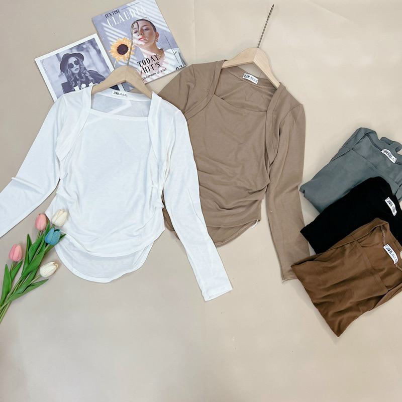 ( Xả hàng) Áo sơ mi cổ bẻ, áo kiểu Tổng Hợp chữ ngực dáng croptop kiểu Hàn quốc màu đen xanh trắng hồng Ruby design