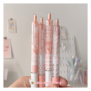 Set 4 bút gel mực đen tone hồng cam New Style