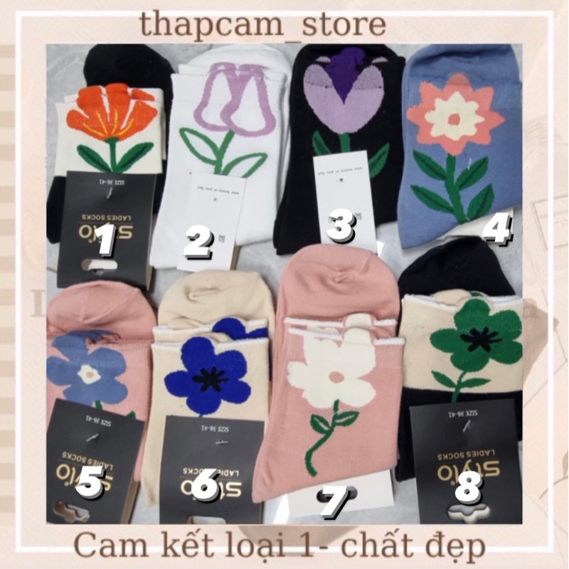Tất cao cổ dành cho nữ hoạ tiết hình bông hoa - Hot