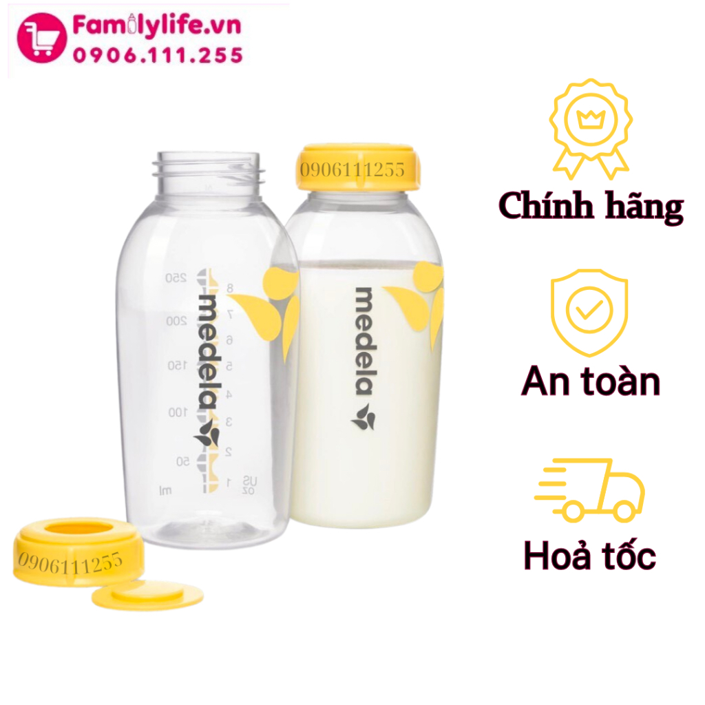 ✔️𝑪𝑯𝑰́𝑵𝑯 𝑯𝑨̃𝑵𝑮✔️Bình sữa medela 250ml loại mới, dùng hút sữa, trữ sữa.