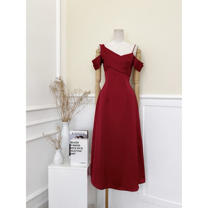 Đầm lụa 2d trễ vai  Luna