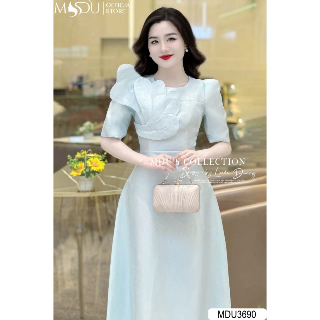 MDU3690 Váy thiết kế thanh lịch và sang trọng với chất liệu Tacfa nhũ cao cấp, hàng 2 lớp có lót lụa.