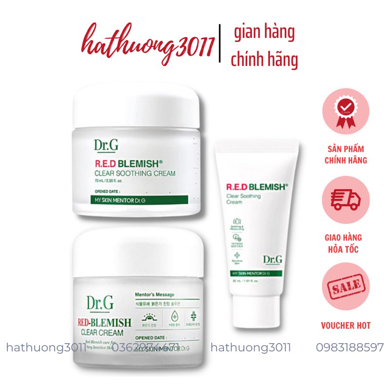 Kem Dưỡng Da Dr.G Red Blemish Clear Cream 70ML Làm Dịu Da Đỏ Ửng