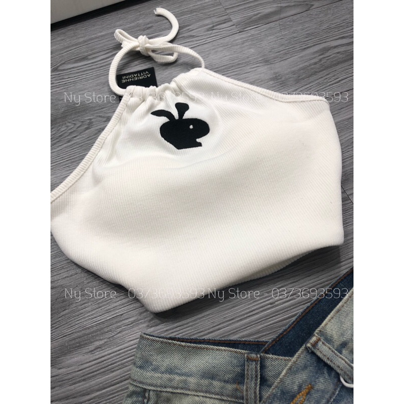 ÁO CROPTOP YẾM THÊU THỎ