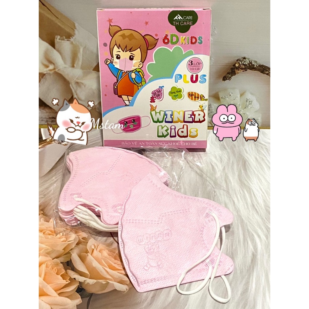 Khẩu Trang Y Tế WINER KIDS-6D Plus  3 Lớp-Kháng Khuẩn,1hộp 10 cái