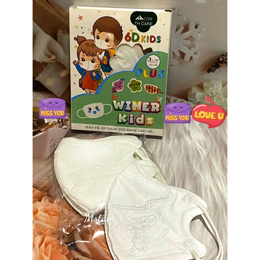 Khẩu Trang Y Tế WINER KIDS-6D Plus  3 Lớp-Kháng Khuẩn,1hộp 10 cái