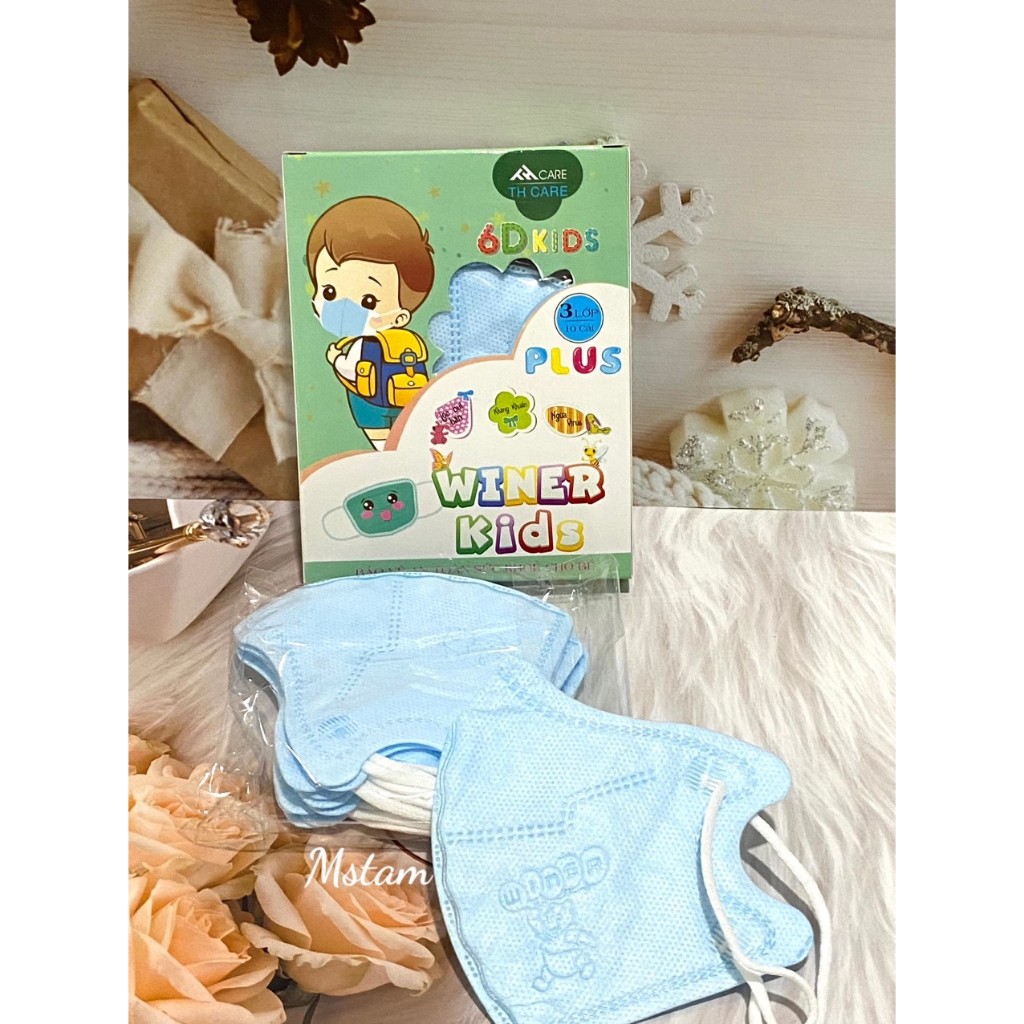 Khẩu Trang Y Tế WINER KIDS-6D Plus  3 Lớp-Kháng Khuẩn,1hộp 10 cái