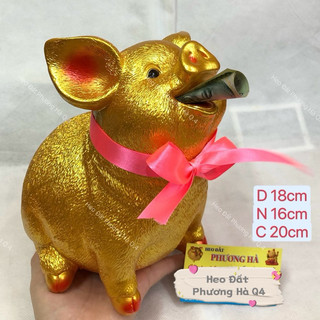 Heo đất tiết kiệm heo ngậm tiền bằng thạch cao size vừa 20cm * 18cm