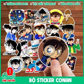 Combo 100 sticker CONAN thám tử lừng danh dễ thương chất liệu decal nhựa hình dán trang trí laptop điện thoại xe máy