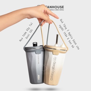 Ly giữ nhiệt cao cấp Tyeso Wonder 600ml cốc nước giữ nhiệt Fan House bình có ống hút, khắc tên