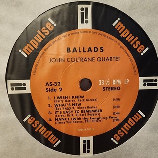 John Coltrane Quartet ‎– Ballads vinyl jazz