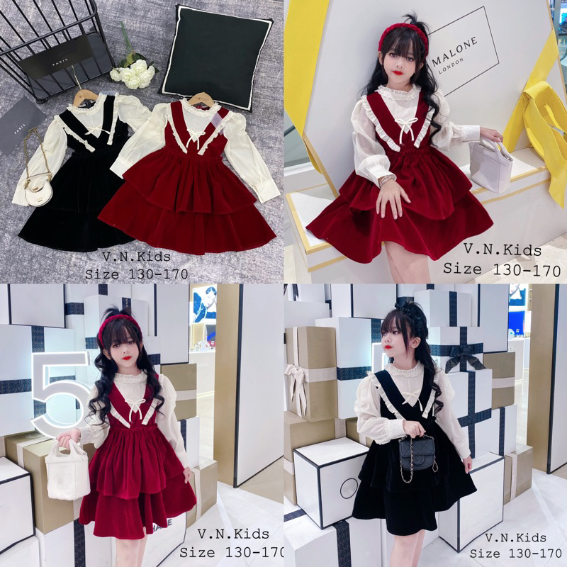 Váy nhung Tiểu Thư cho Bé size đại 18kg - 43kg