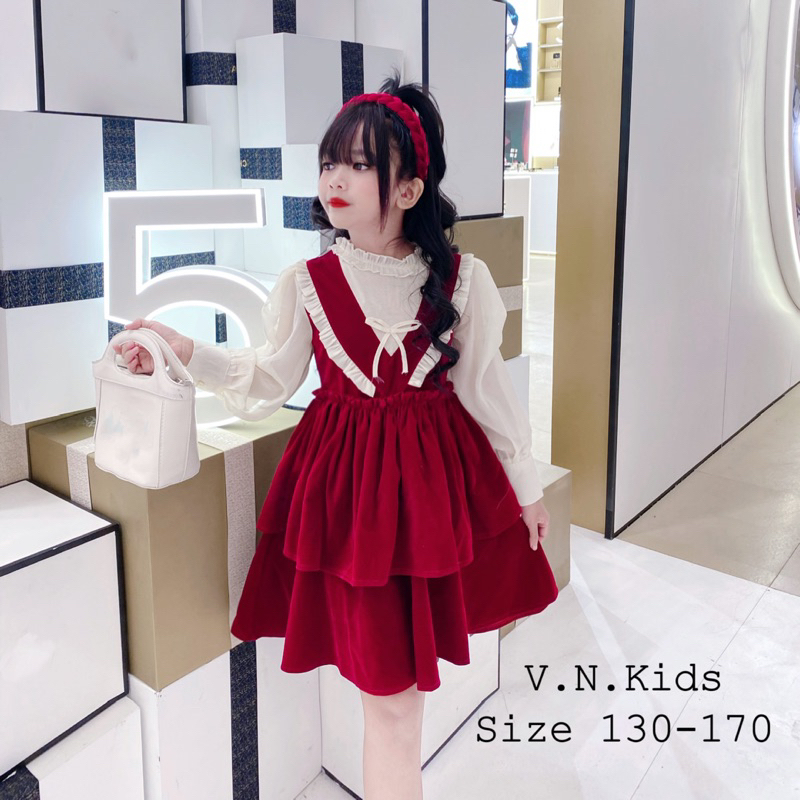 Váy nhung Tiểu Thư cho Bé size đại 18kg - 43kg