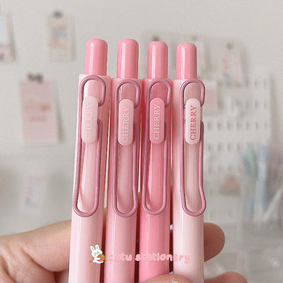Set 4 bút gel mực đen tone hồng Cherry ngòi 0.5mm