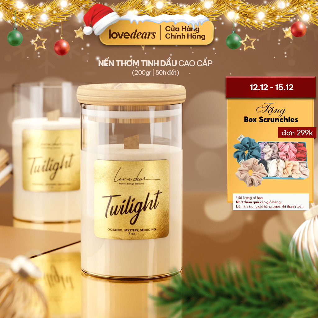 Nến Thơm Phòng Cao Cấp LoveDear Twilight Từ Tinh Dầu Thiên Nhiên và Sáp Cọ - Trang Trí Decor 100g & 200g