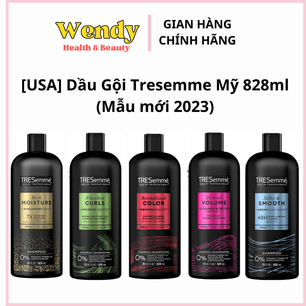 Dầu Gội Tresemme Mỹ USA 828ml Dành Cho Tóc Khô, Tóc Dầu, Gãy Rụng