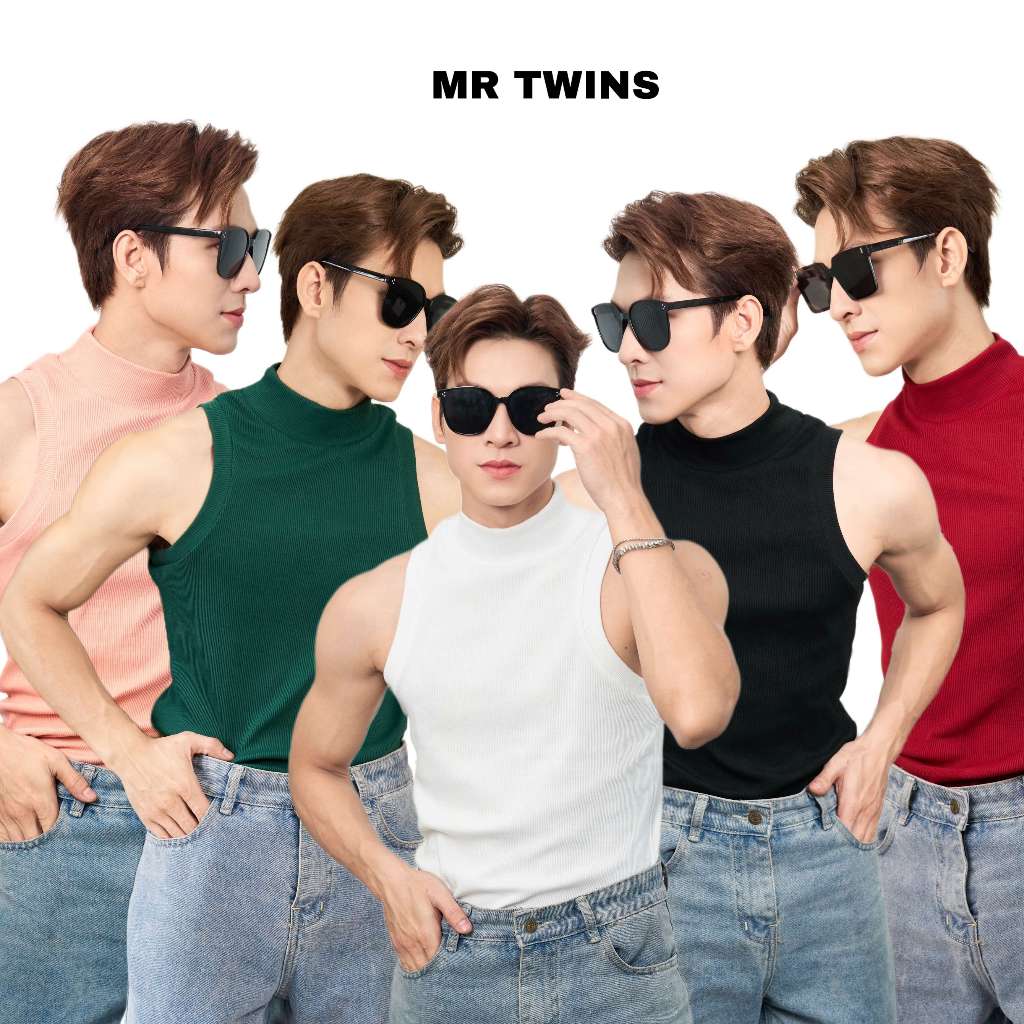 Áo Thun Ba Lỗ Tanktop Cổ Lọ Form Body Thun Tăm Gân Cao Cấp Thương Hiệu Mr Twins - BLCS